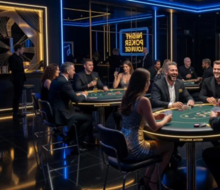 Neonowe oświetlenie podczas nocnego eventu pokerowego