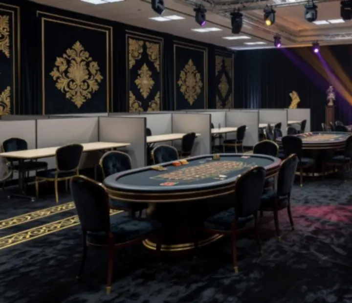 Przestrzeń biurowa przekształcona w eleganckie kasyno eventowe